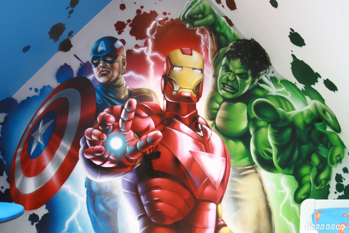 decor-heros-marvel-hulk-captain-ironman-