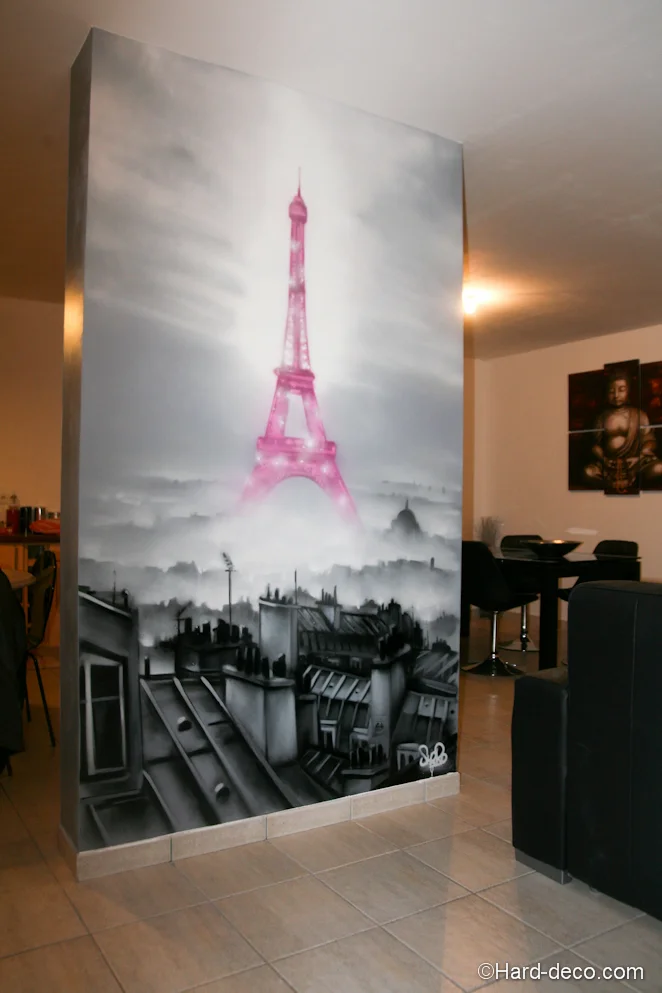 Salon Rose 1 — fresque murale sur mesure, Hard Déco