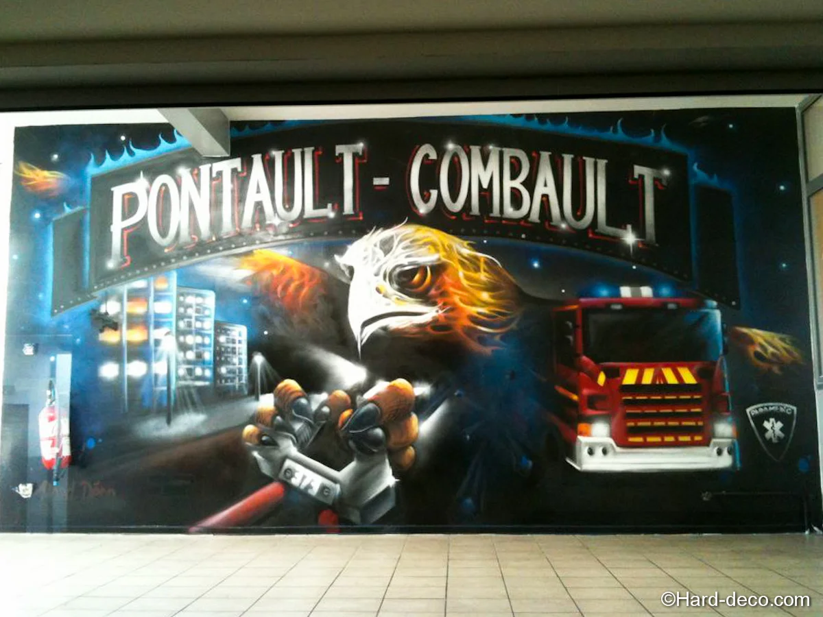 Fresque caserne pompier Pontault-Combault — espace public, Hard Déco