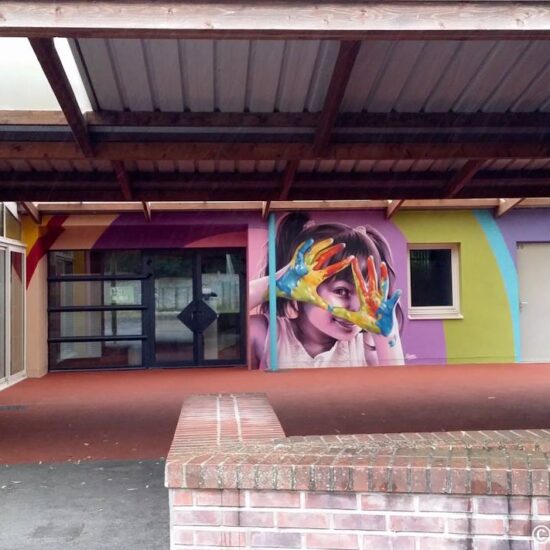 fresque preau ecole maternelle enfant