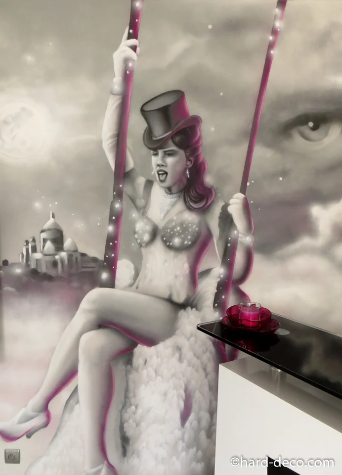Decoration adulte pin up moulin rouge — fresque murale sur mesure, Hard Déco
