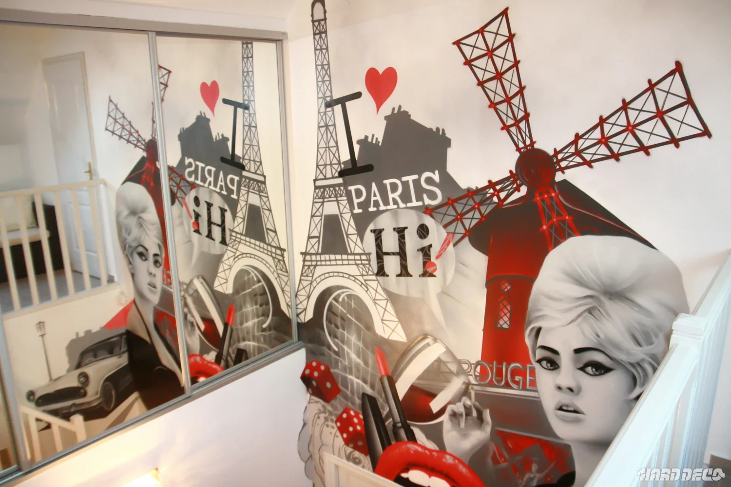 Deco moulin rouge paris pinup — fresque murale sur mesure, Hard Déco