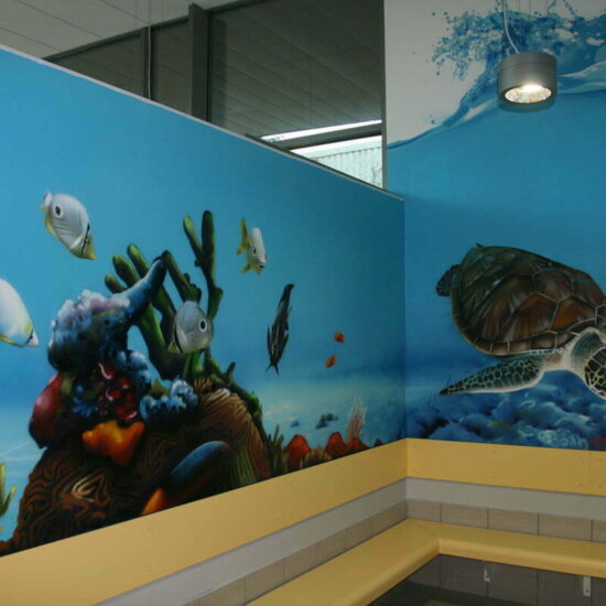 fresque piscine municipale fond marin