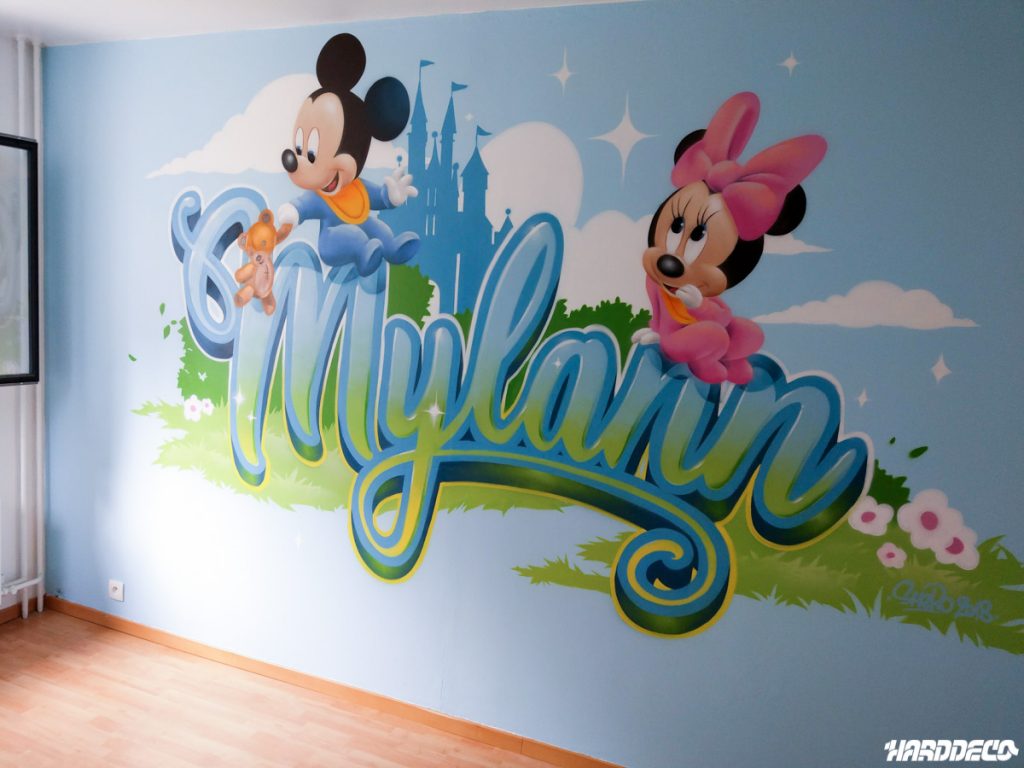 Deco murale mickey minnie graff mylann — fresque murale sur mesure, Hard Déco