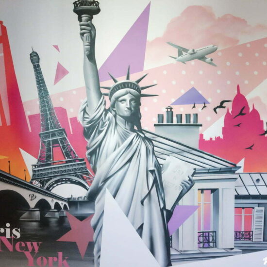 fresque chambre statut liberte paris rose orange 2