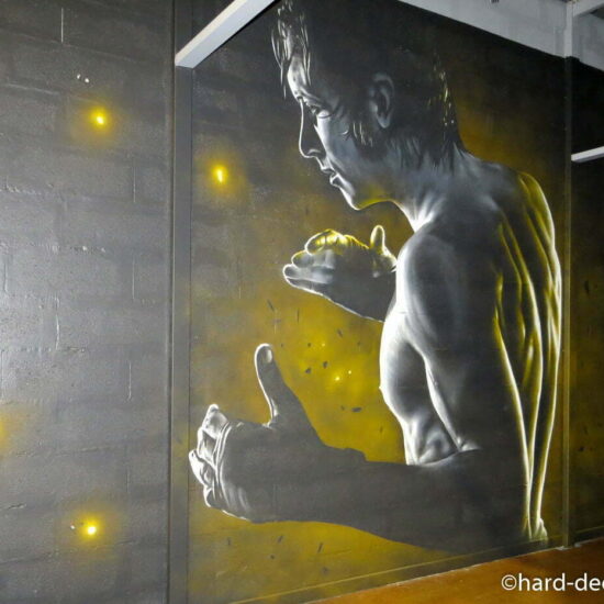 fresque murale graffiti fitness park montevrain boxer