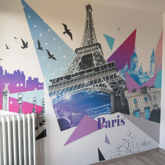fresque deco chambre fille ado theme paris 5