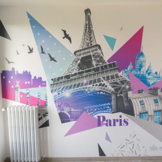fresque deco chambre fille ado theme paris