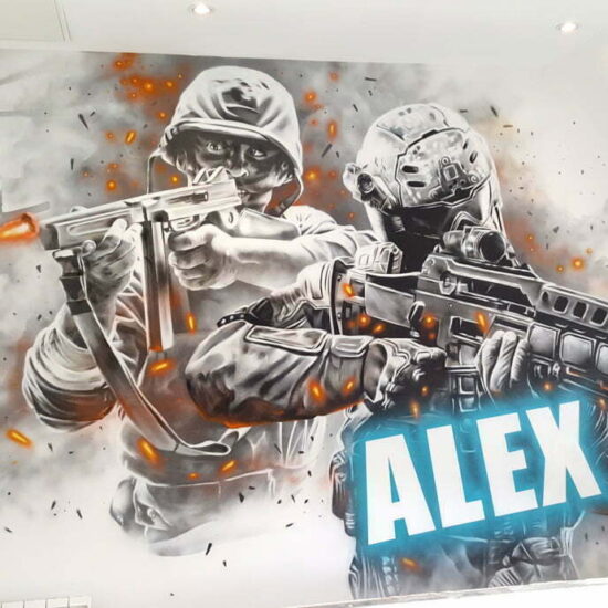 fresque murale graffiti chambre enfant ado call of duty alex 3