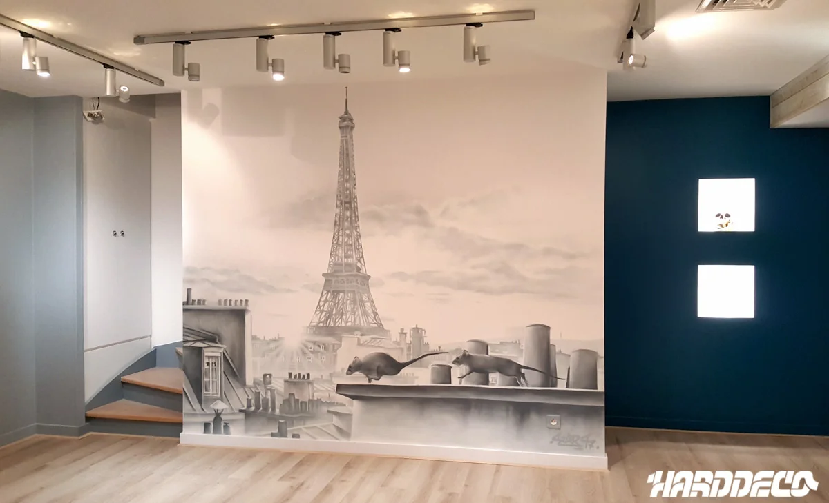 Fresque murale graffiti deratiseur g2m brie comte robert — sur mesure, Hard Déco