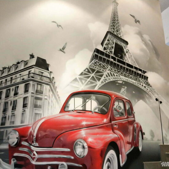 fresque paris tour eiffel 4cv