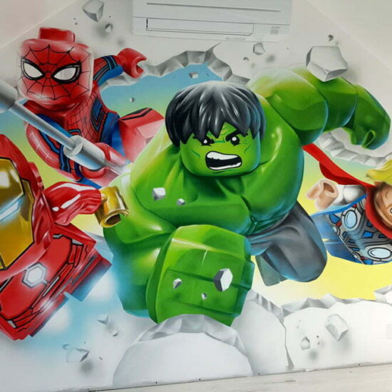 fresque chambre lego avengers