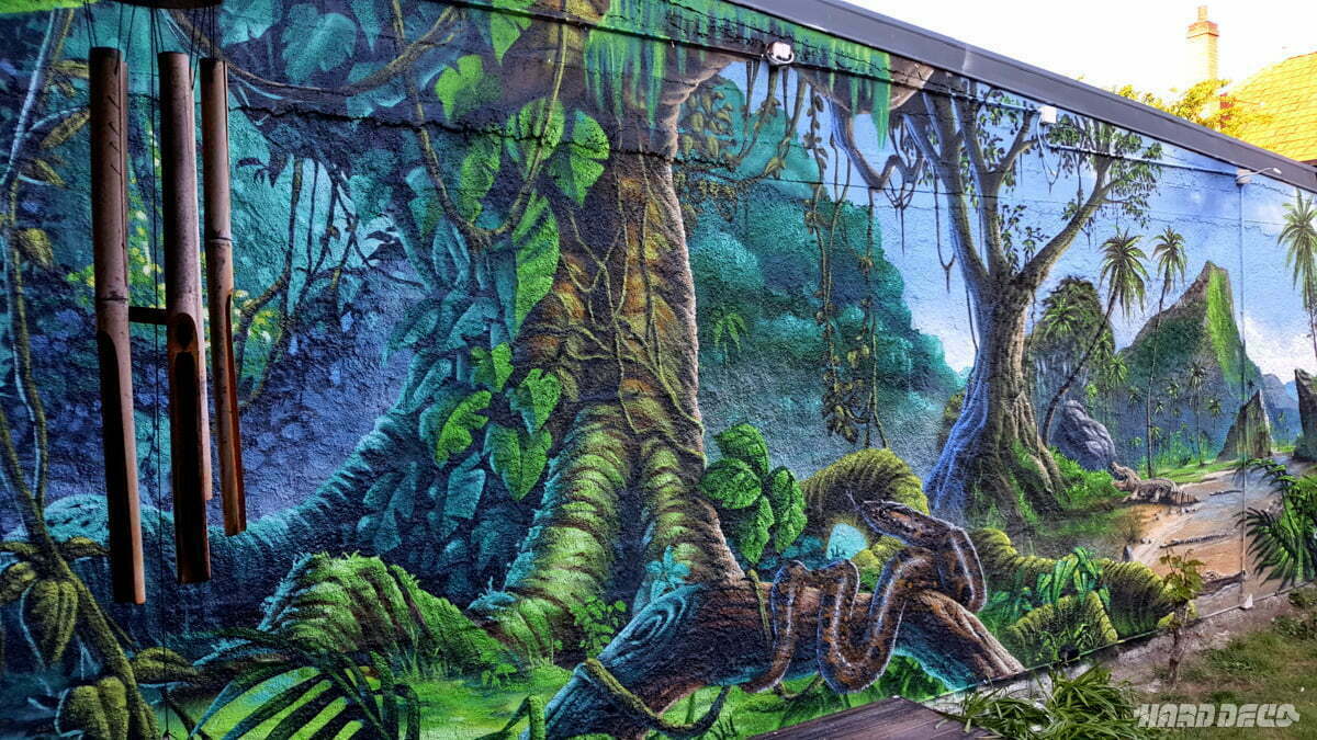 Fresque sur façade extérieure thème jungle