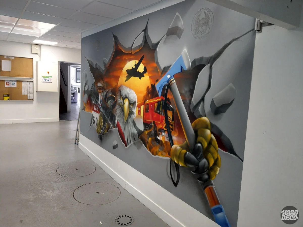 Fresque caserne pompiers velizy2 — espace public, Hard Déco