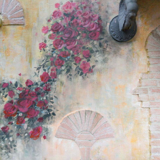 fresque peinture style ancien danseuse roses 2