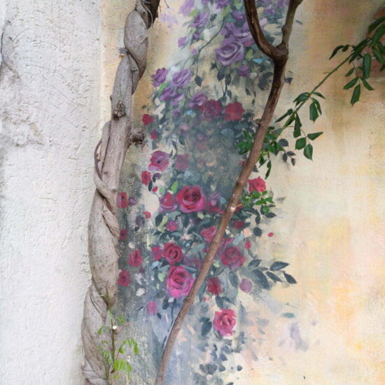 fresque peinture style ancien danseuse roses 3