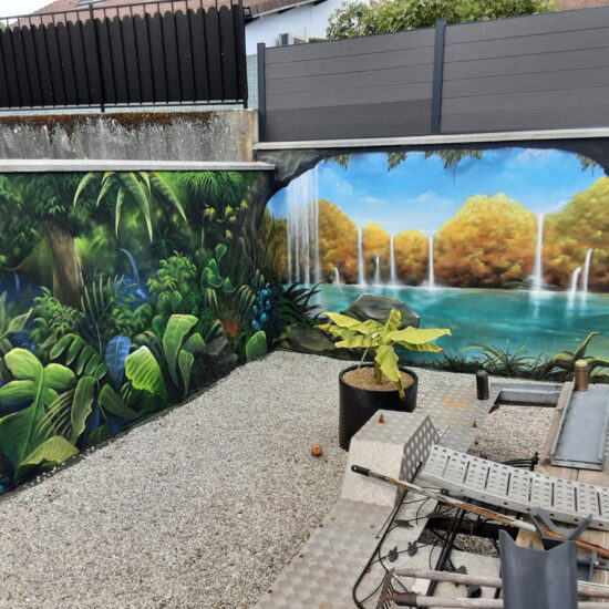 fresque mur particulier exterieur theme jungle 2