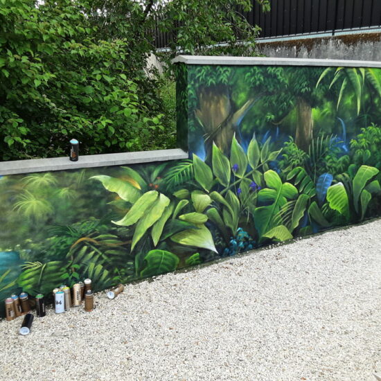 fresque mur particulier exterieur theme jungle