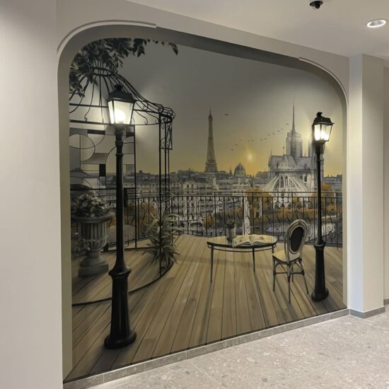 fresque trompe loeil balcon paris 3