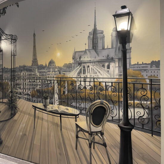 fresque trompe loeil balcon paris 5