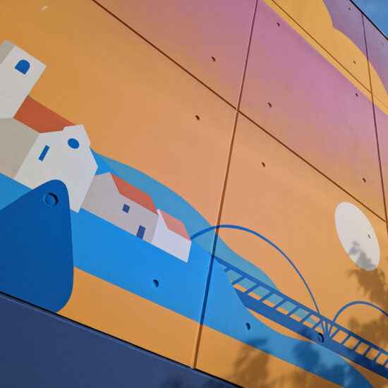 fresque murale jo gymnase bois rame