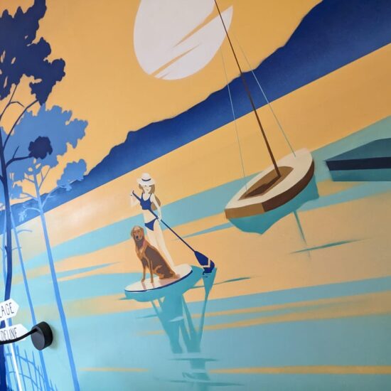 fresque chambre fille paysage mer soleil paddle 2