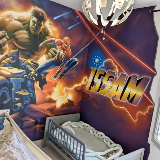 fresque chambre hulk batman spiderman 2