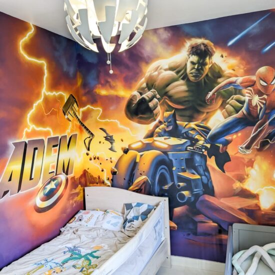 fresque chambre hulk batman spiderman 3