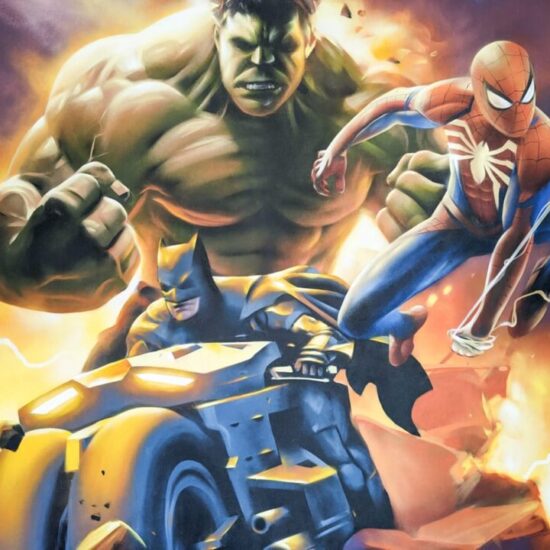 fresque chambre hulk batman spiderman 4 e1730850249360