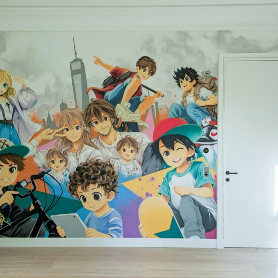 fresque manga portraits famille parents enfants 2