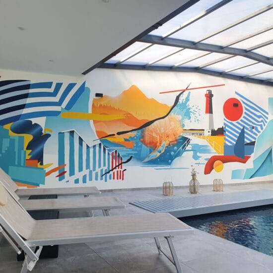 fresque mur piscinbe deco graphique 2