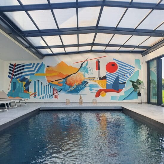 Fresque Graphique Bord de Piscine