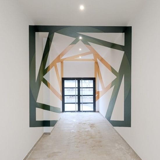 Anamorphose Géométrique – Hall d’Entrée Résidence SogeProm, pour P-A-L-M