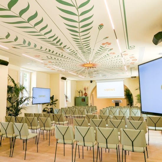 Fresque plafond salle conference comet meetings levallois — peinture au plafond sur mesure, Hard Déco